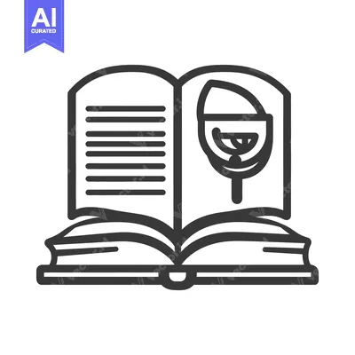 Aset desain premium: An open book depicting a glass of wine as an illustration