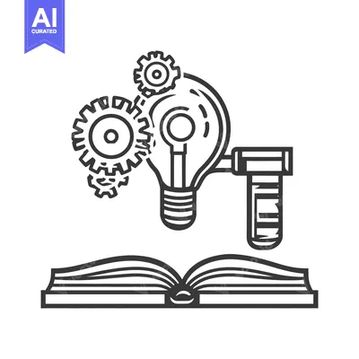 Aset desain premium: Combined Illustration Featuring Book Lightbulb And Gears For Ideas