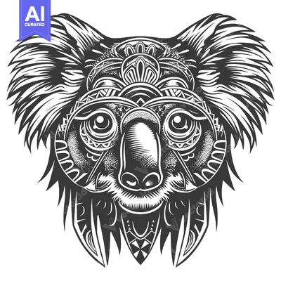 Popular premium asset: Koala Face with Intricate Geometric Patterns and Detailed Features