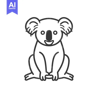 Aset premium populer: A Simple Black And White Line Drawing Of A Koala