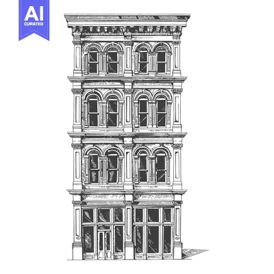Popular premium asset: Elegant Three Story Building Architectural Hand Drawing