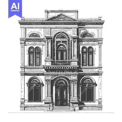 Elegant Classical Building Architectural Design Sketch