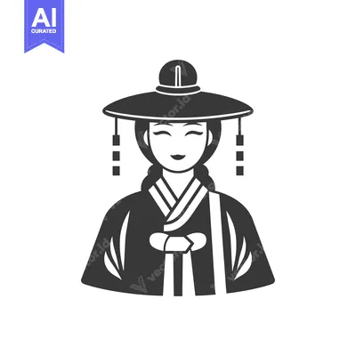 Aset premium populer: A smiling woman wearing traditional asian attire and headwear