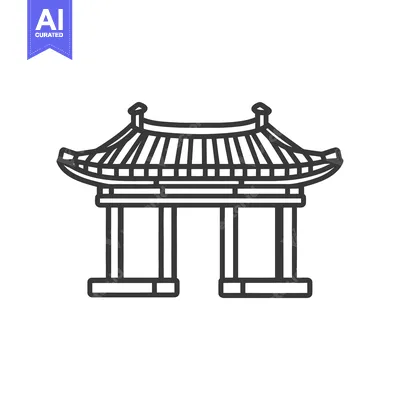 Popular premium asset: An illustration of a traditional asian architectural gate or structure