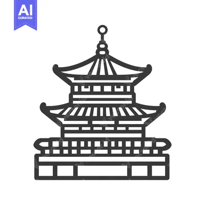 Aset premium populer: A Simple Illustration Depicting a Traditional Multi Tiered Building St