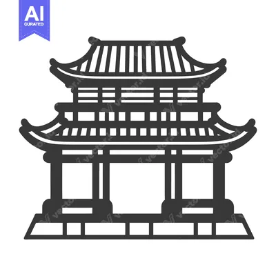 Premium design asset: A detailed illustration of an East Asian architectural pagoda