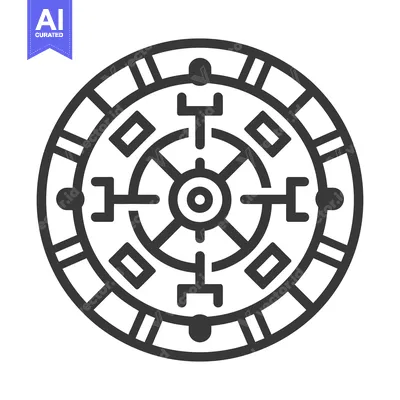 Aset desain premium: A circular decorative graphic featuring a stylized intricate geometric
