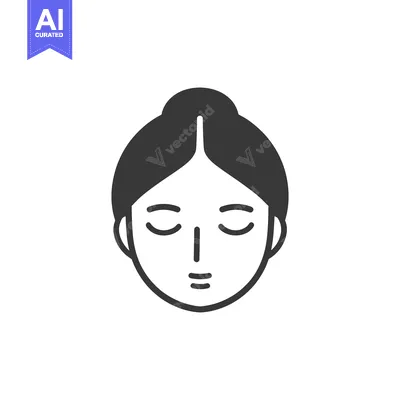 Premium design asset: A simple illustration of a woman with her eyes closed