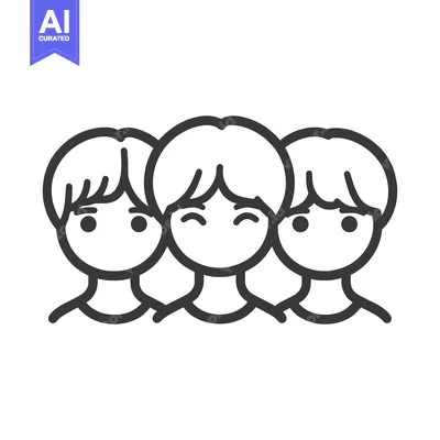 Premium design asset: Three simple cartoon figures appear to be friends together