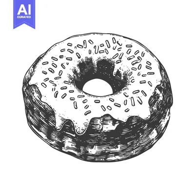 Aset premium populer: Glazed Donut Sprinkled With Sweet Confectionery