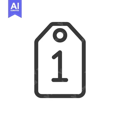 Aset desain premium: Minimalist Price Tag Icon with Number One on White Background