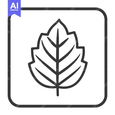 Aset premium populer: A stylized depiction of a single leaf within a border