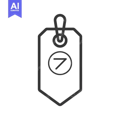 Aset premium populer: A simple black and white price tag with number seven