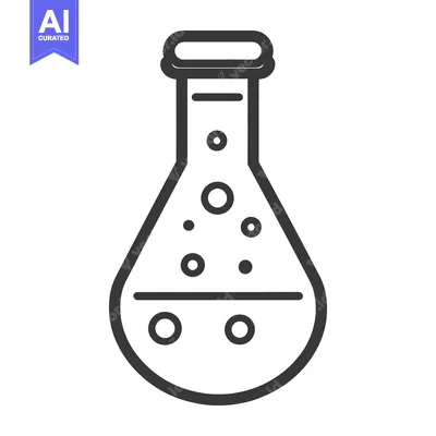 Aset desain premium: An illustration depicting a scientific flask with bubbling liquid insi