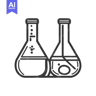 Premium design asset: Two lab flasks shown in a scientific experiment illustration