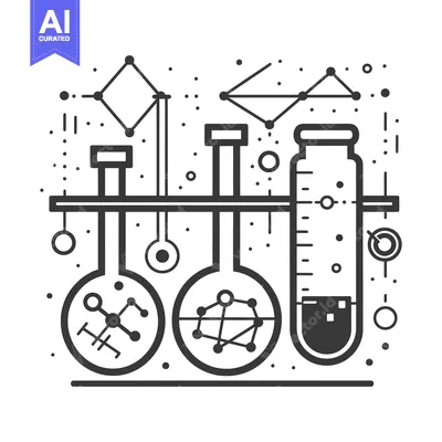 Aset desain premium: Laboratory beakers and flasks with geometric patterns