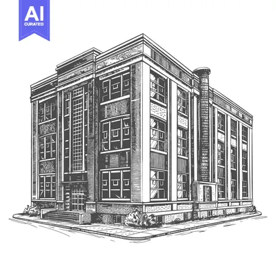 Aset premium populer: A Detailed Drawing Of A Multi Story Brick Building