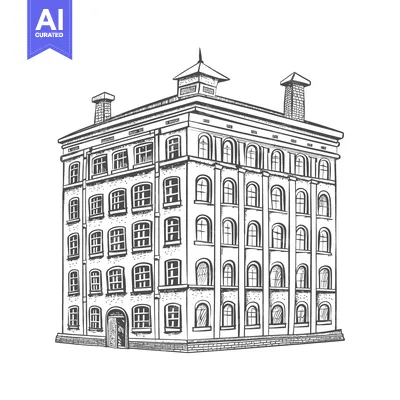 Aset desain premium: A Hand Drawn Sketch Of A Multi Story Building