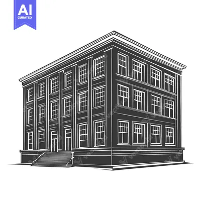 Aset desain premium: Classic Building Architectural Drawing Illustration