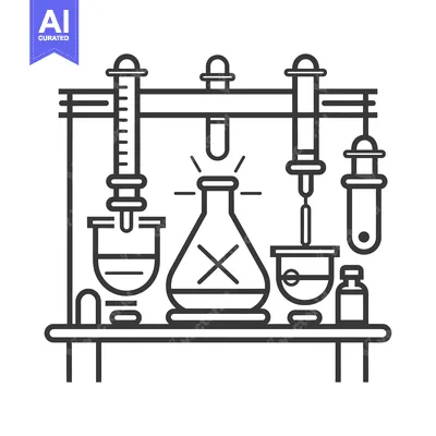 Aset desain premium: Laboratory Experiment Setup with Beaker and Test Tubes
