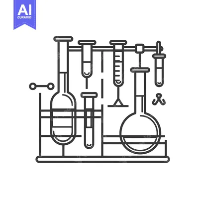 Popular premium asset: Laboratory glassware in a rack with beakers, test tubes, and a graduat