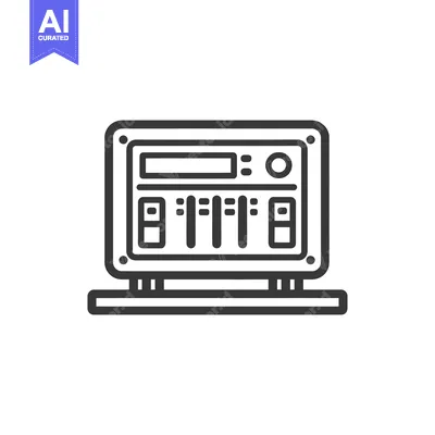 Aset desain premium: Minimalist Line Art: Vintage Audio Mixing Console Illustration