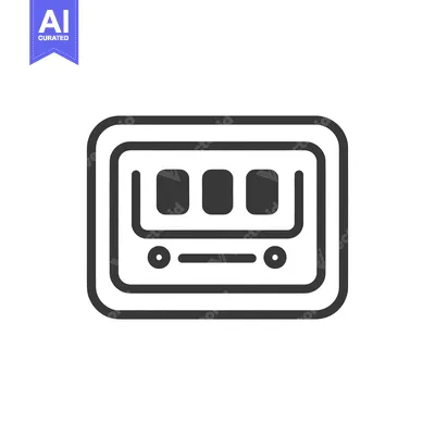 Retro Cassette Player Icon: Minimalist Black and White Vector Illustra