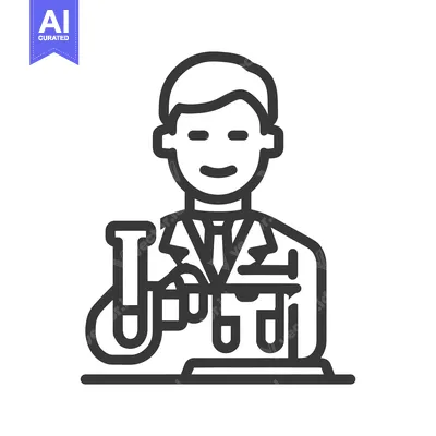 Aset premium populer: Scientist Icon with Test Tubes, Outline Style, Vector Illustration