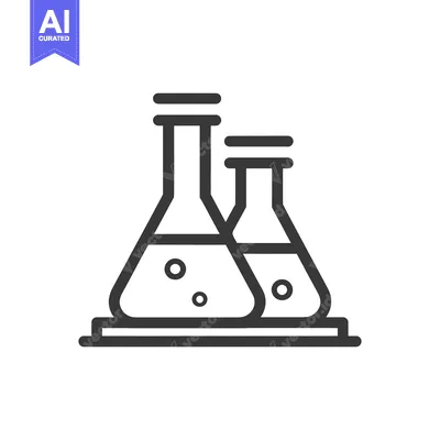 Popular premium asset: Minimalist Icon of Two Erlenmeyer Flasks with Bubbles on Platform