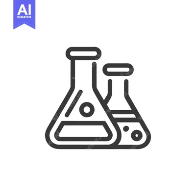 Premium design asset: Minimalist Icon of Two Erlenmeyer Flasks, Science Equipment, Black Out