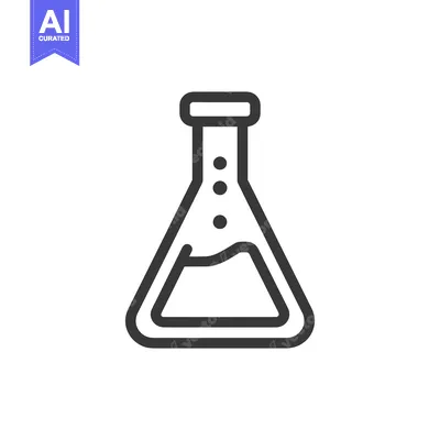 Popular premium asset: Minimalist Erlenmeyer Flask Icon with Liquid and Bubbles, Dark Gray Ou