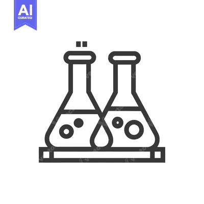 Aset premium populer: Minimalist Line Art: Two Erlenmeyer Flasks with Bubbles and Liquid Dro