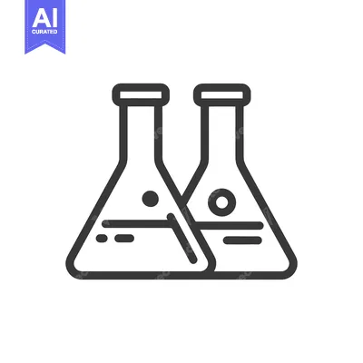 Aset desain premium: Two Erlenmeyer Flasks: Science Icon with Liquid