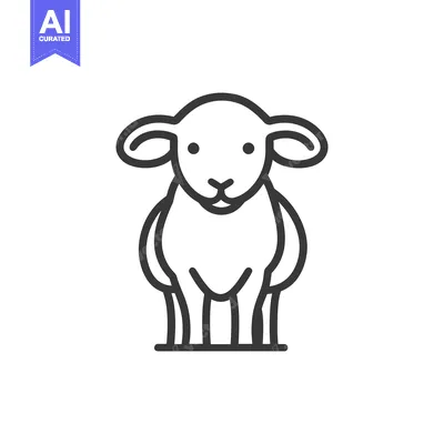Aset premium populer: A Simple Black and White Line Drawing of a Sheep