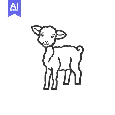 Premium design asset: An illustrated image depicts a standing lamb with a happy expression