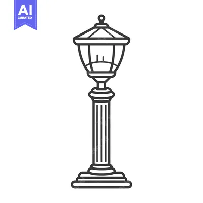 Premium design asset: An Elegant Black and White Drawing of a Street Lamp