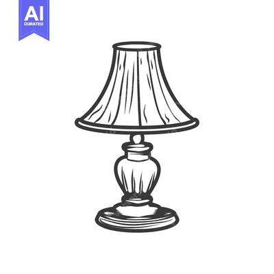 Aset premium populer: A decorative table lamp with detailed lines and elegant design