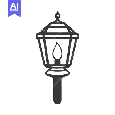 Aset premium populer: An Illustrated Drawing Depicting a Detailed Silhouette Street Lamp