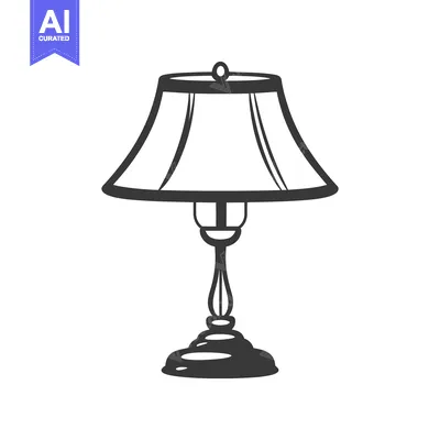 Premium design asset: Elegant table lamp illustration with lampshade and decorative stand ba