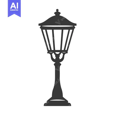 Premium design asset: A detailed illustration depicts a traditional decorative street lamp f