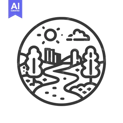 Popular premium asset: Minimalist Landscape Icon: River, City, Trees, and Sun in Circle