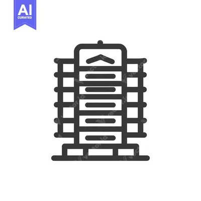 Aset desain premium: Minimalist Building Icon: Modern Architecture Outline Design
