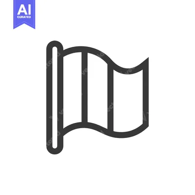 Aset premium populer: Simple Flag Icon with Pole, Waving Design, and Bold Outline on White B
