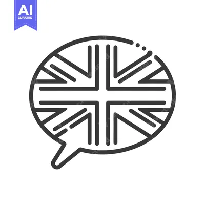 Aset desain premium: Union Jack Flag in Speech Bubble Icon, United Kingdom Symbol