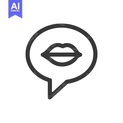 Aset premium populer: Minimalist Lips Icon in Speech Bubble, Communication Symbol, Dark Gray