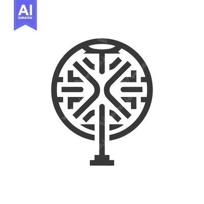 Premium design asset: Abstract Tree Icon: Geometric, Minimalist Design in Gray on White Back