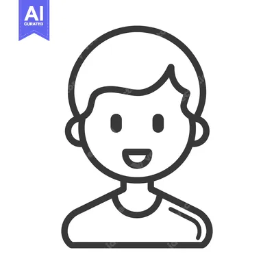 Aset desain premium: A Line Art Illustration Depicting A Smiling Person Head and Torso