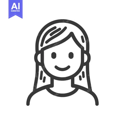 Aset premium populer: A simple line drawing illustration of a smiling female figure
