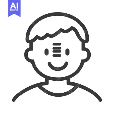 Aset premium populer: Simple line illustration depicts a person with facial features and hai