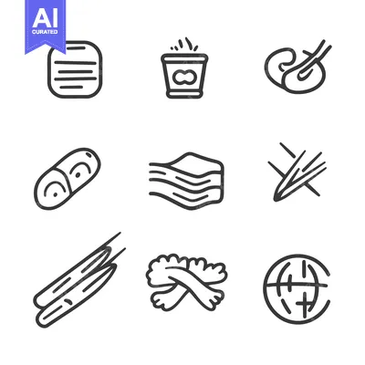 A collection of various stylized food and drink icons displayed